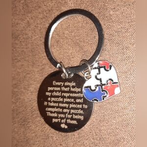 Autism awareness keychain charm stainless steel
